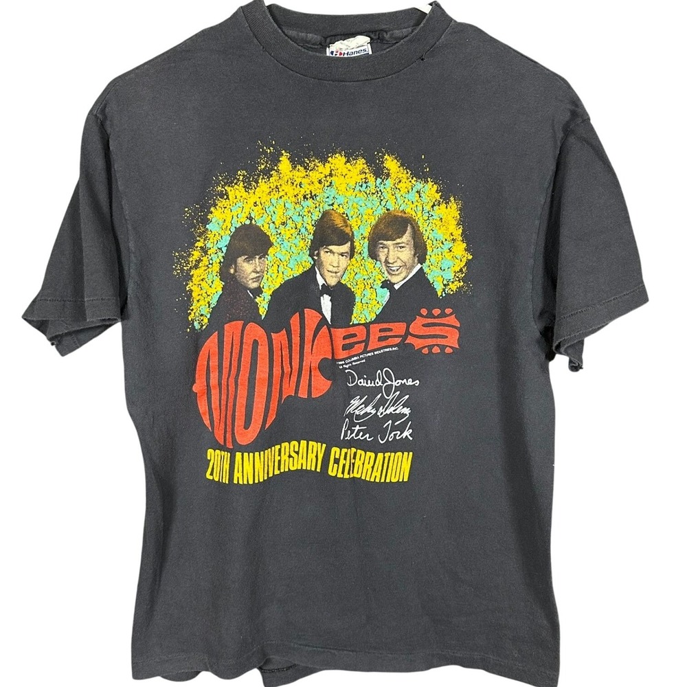 Vintage 1986 The Monkees 20th Anniversary Tour Shirt Hanes Black Mens Large